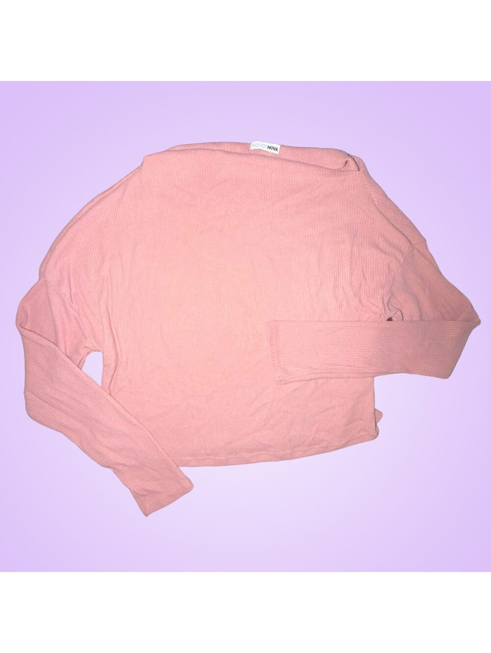 Fashion Nova Women’s Small Dusty Rose Ribbed Cowl Neck Sweater